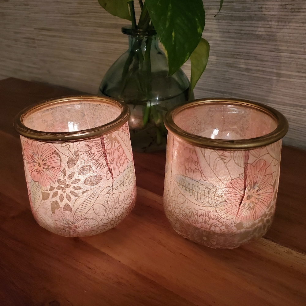 Oui Jar Seasonal Spring Candle Votives Holder Cup Trinket Coin Jar